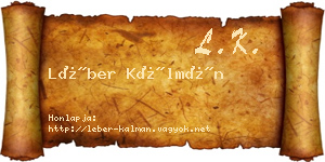 Léber Kálmán névjegykártya